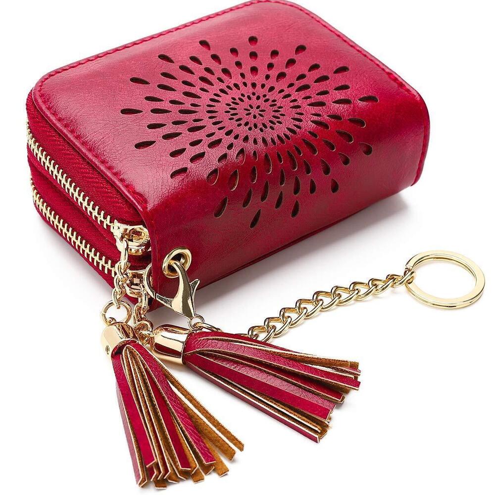 3304 RFID Credit Card Holder Zipper Card Case Keychain Small Wallet 1942-2